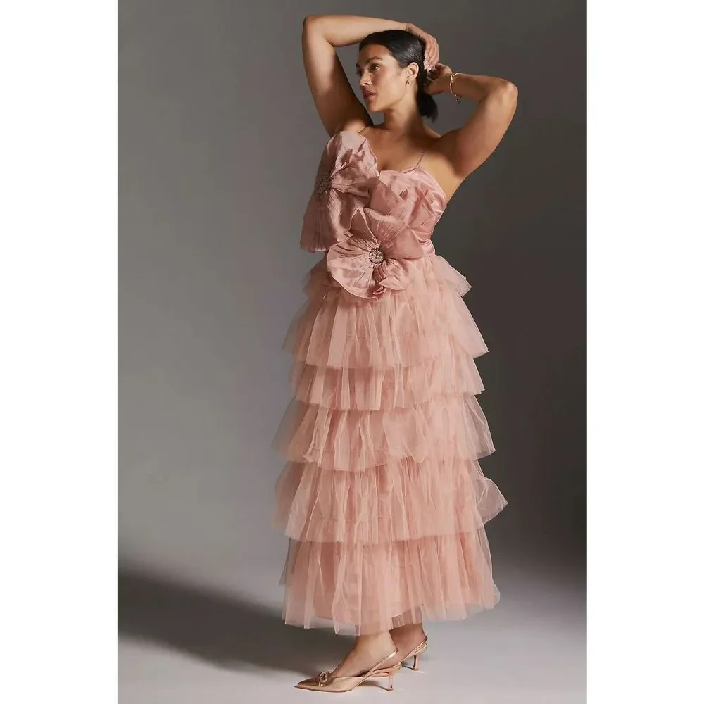 Anthropologie Kavita Bhartia Rosette Tiered Tulle Gown - Picture 7 of 11